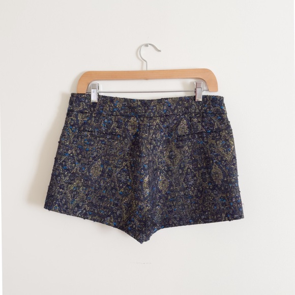 🇫🇷SEZANE | Jacquard Tweed Party Shorts | Blue Gold Sparkle | FR 38 US 6 - Picture 3 of 5
